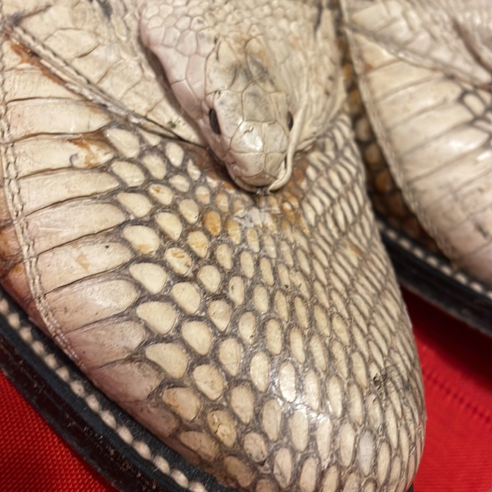 Vintage cobra skin men’s boots & belt with cobra head & leather upper (Mlb) - Picture 5 of 16